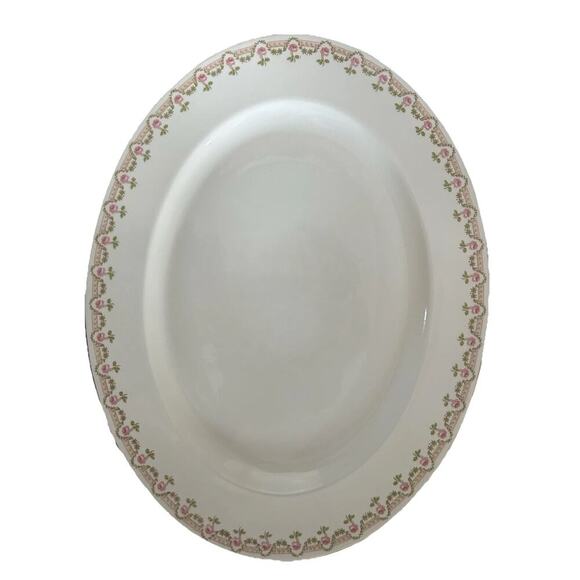Vintage Wm Guerin Limoges Platter 18” Pink Rose Oval Serving Dish GEU19 France - Picture 16 of 16